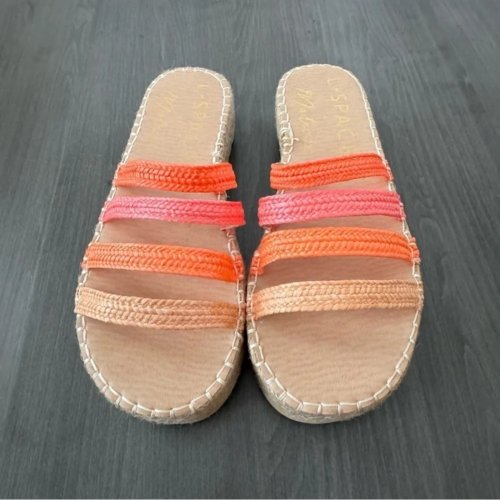 L Space Matisse raffia Gwen platform sandals multicolor NWT Size 9